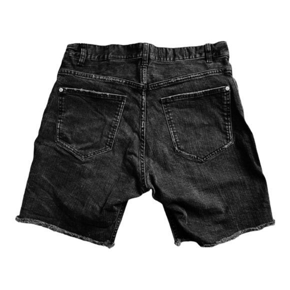 H&M Coachella Women's Button Fly Jean Shorts Raw Hem Black Size 30 Boho Bohemian - Picture 3 of 6